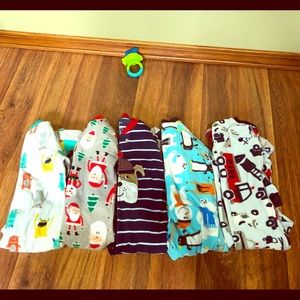 Boys, size 12 months, zip up sleepers (5)